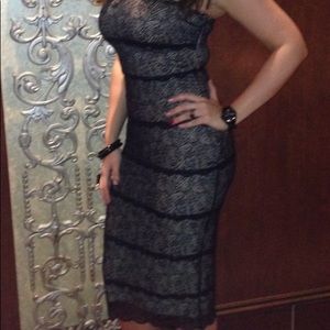 Bebe lace midi strapless dress